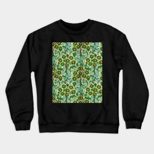 ORANGE TREE WITH BLUE GREEN LEAVES ,FLOWERS Floral Art Nouveau Pattern Crewneck Sweatshirt